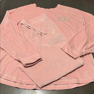 PINK Victoria's Secret Blush Pullover velour lounge set size XXL